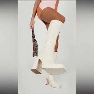 Princess Polly Montgomery Boot Cream Croc